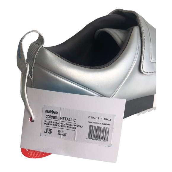 🆕 Native Cornell Metallic Silver Sneakers Big Kids Size 3 - Picture 11 of 13